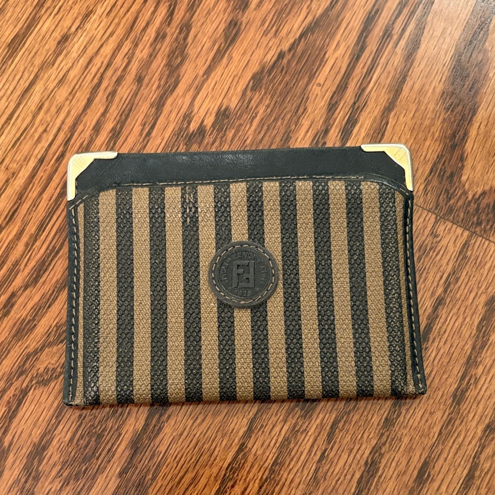 Vintage Fendi Striped Brown and Black Card Holder